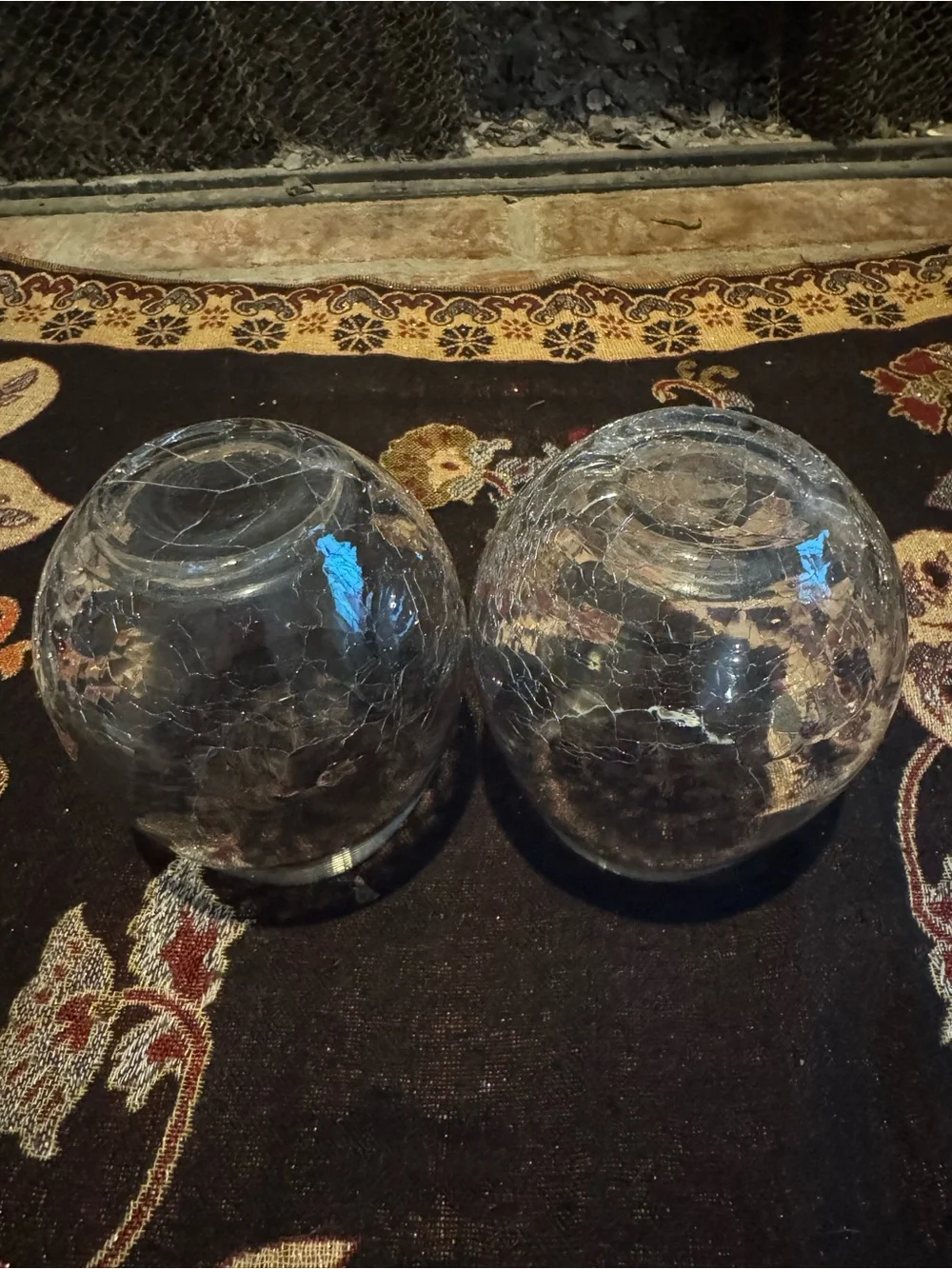Pier 1 Imports Clear Crackle Glass Stemless Wine Glasses Set of 2 Handcrafted